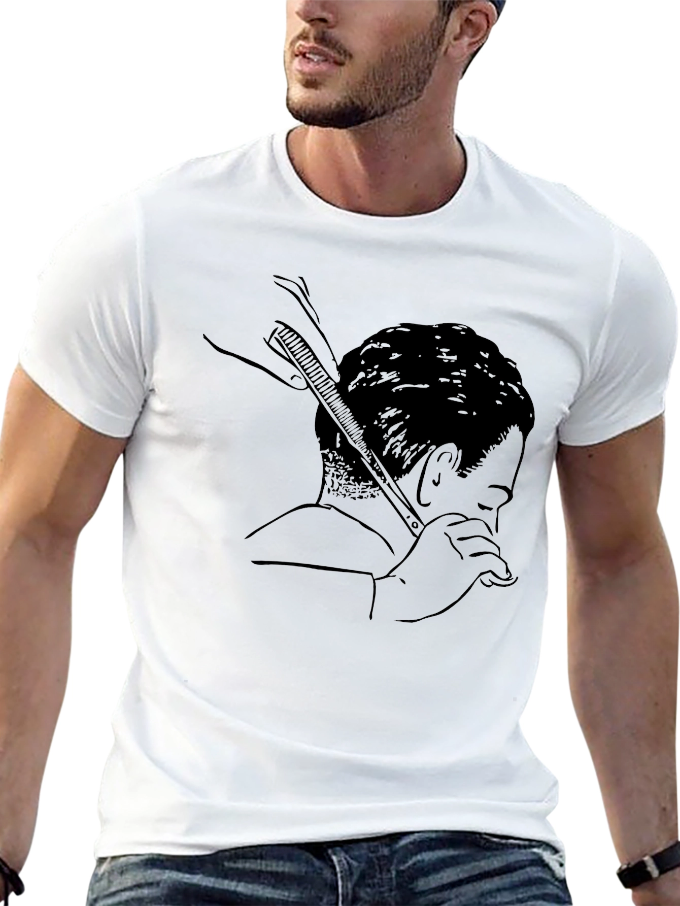 Barber Sketch Graphic T-Shirt - Mens