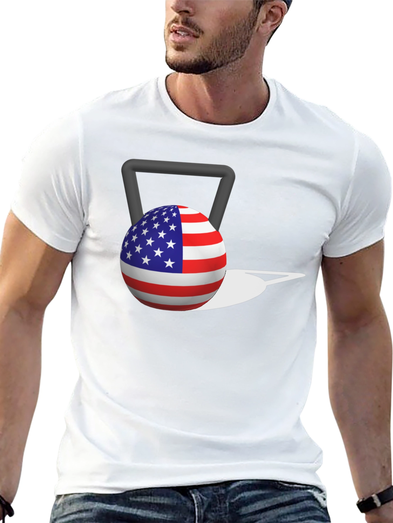 American Flag Kettlebell Patriotic T-Shirt