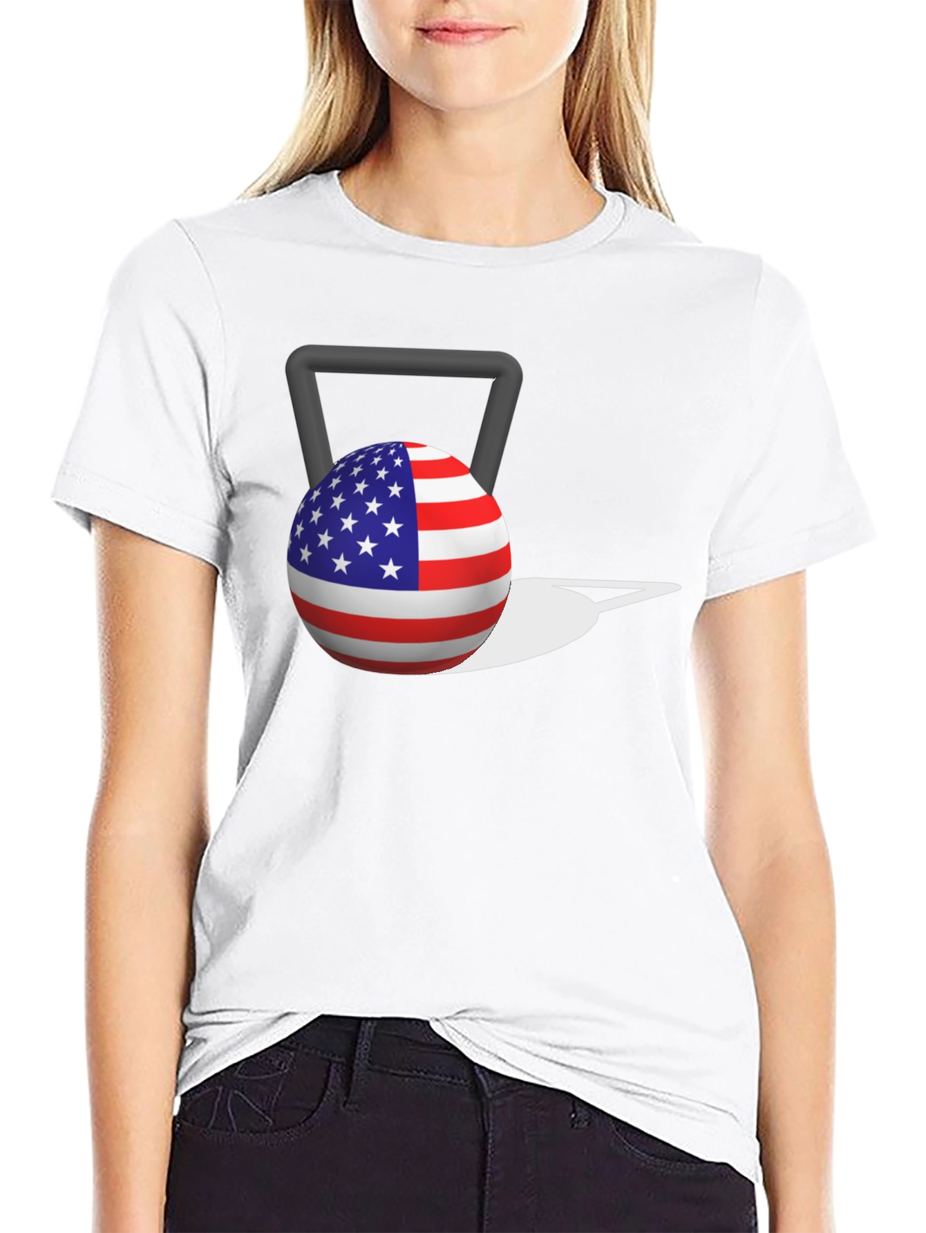 American Flag Kettlebell Patriotic T-Shirt