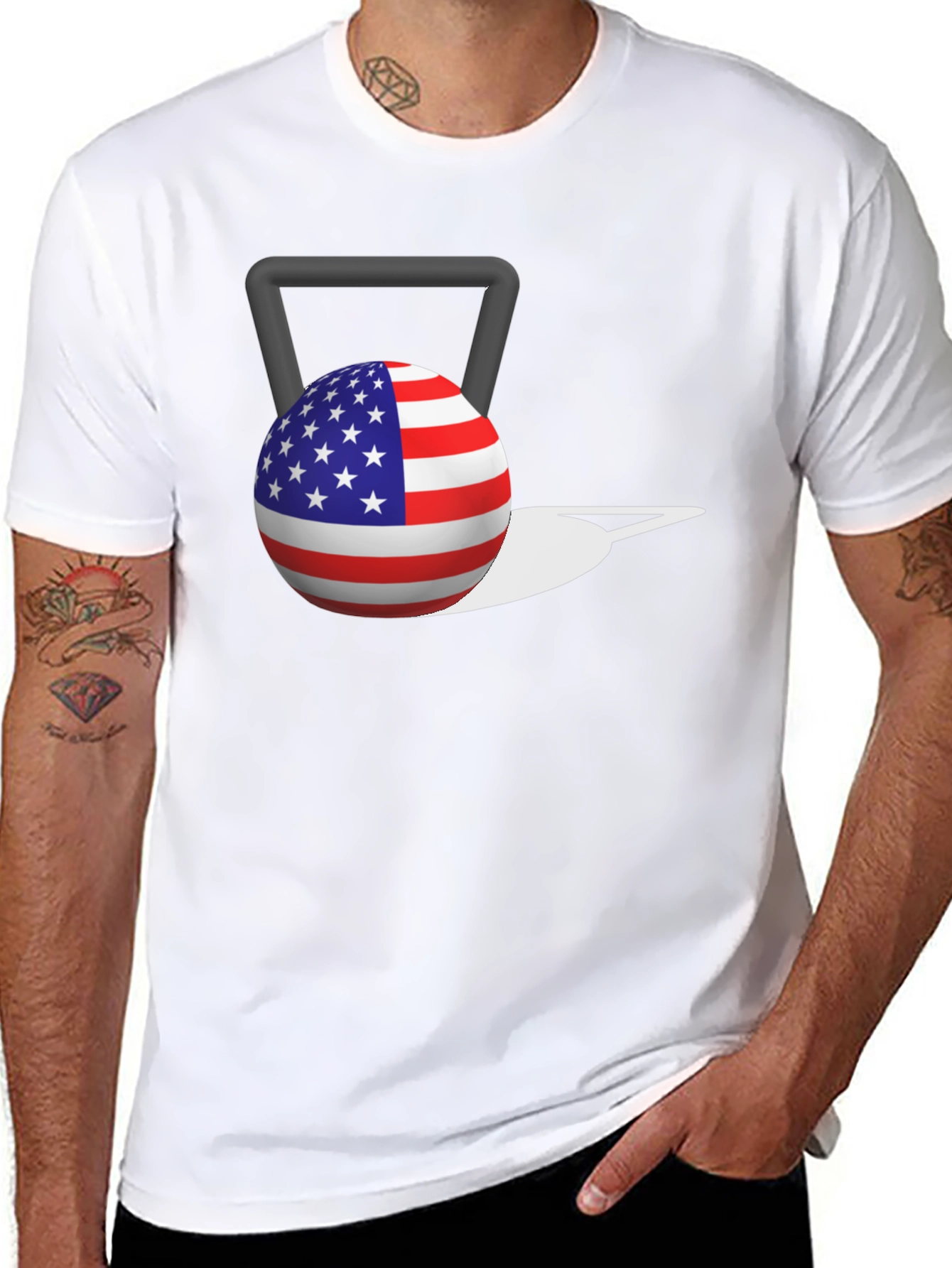 American Flag Kettlebell Patriotic T-Shirt