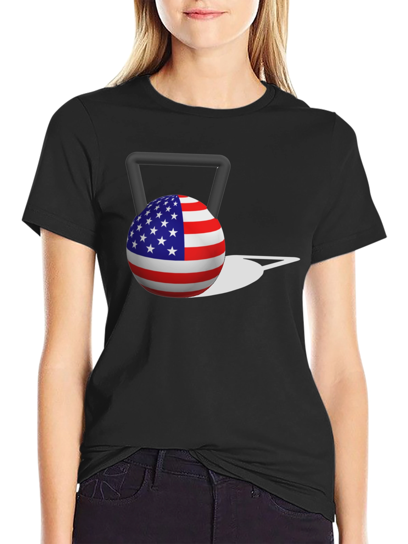 American Flag Kettlebell Patriotic T-Shirt