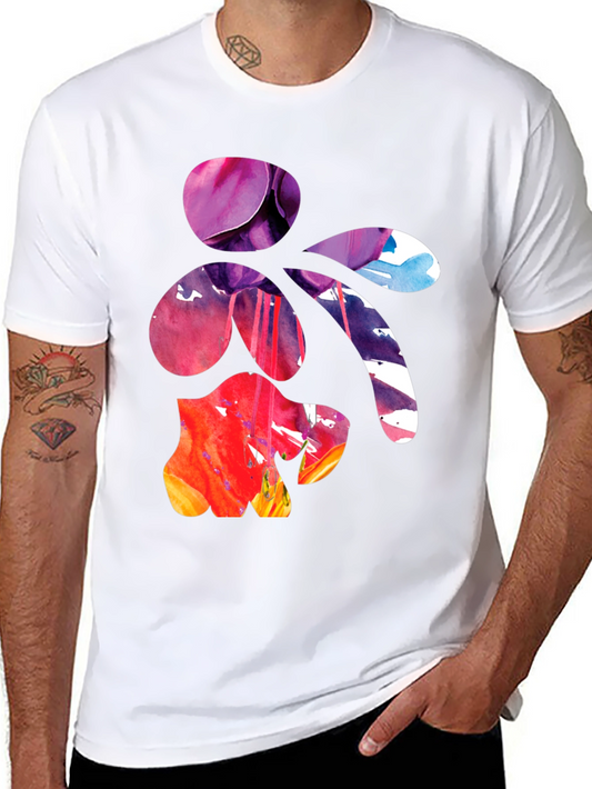 Abstract Floral Art Mens Black T-Shirt