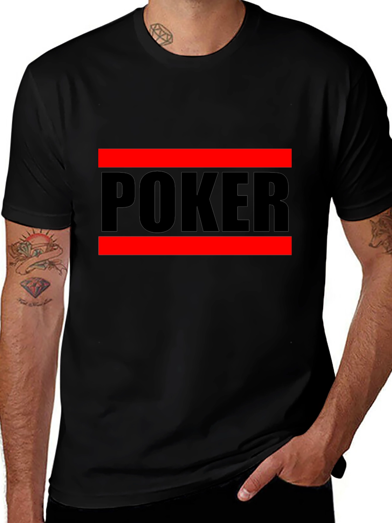 Poker Graphic Tee - Black Crew Neck