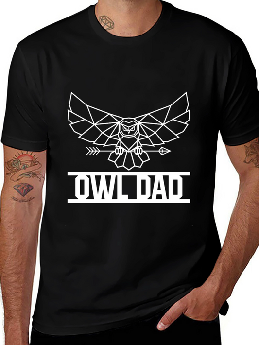 Owl Dad T-Shirt - Geometric Bird Design