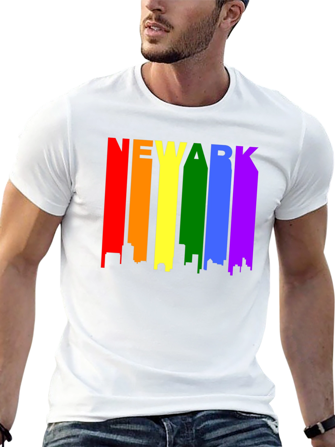 Newark Pride T-Shirt - Rainbow Cityscape Tee