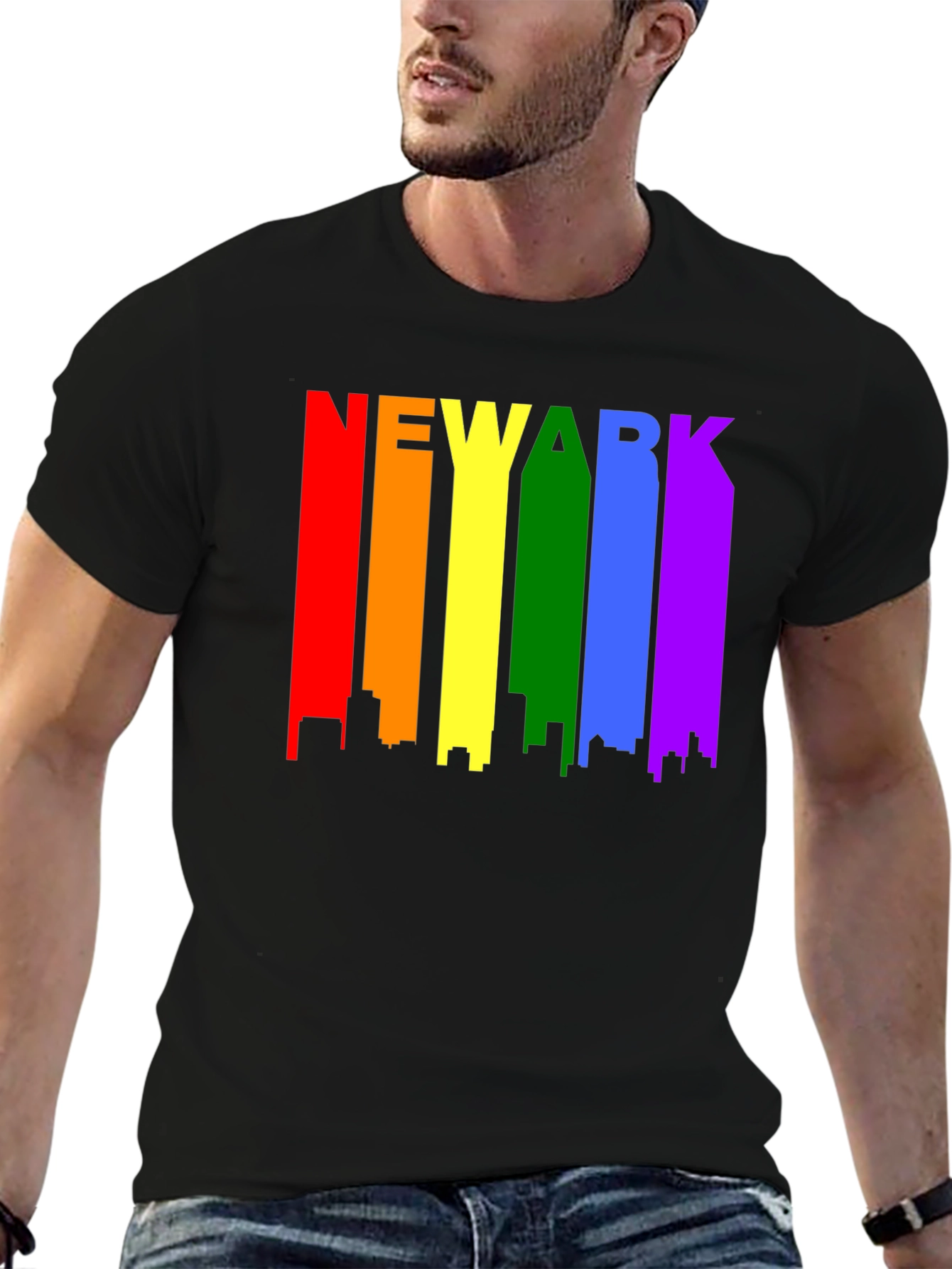 Newark Pride T-Shirt - Rainbow Cityscape Tee