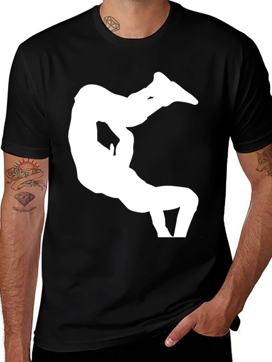 Unique Yoga Pose Graphic Tee - Black Cotton Comfort