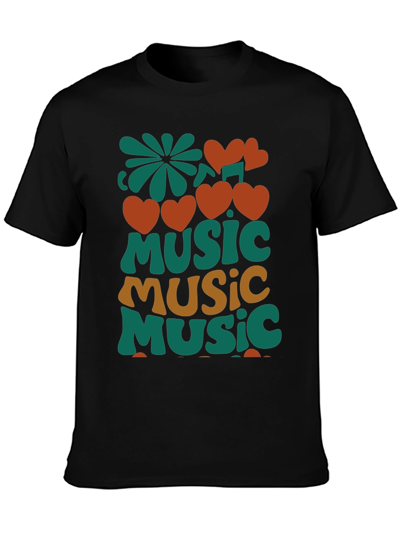 Retro Music Lover Graphic T-Shirt - Black