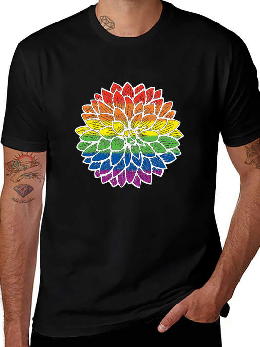 Rainbow Flower Graphic T-Shirt - Pride Inspired Design