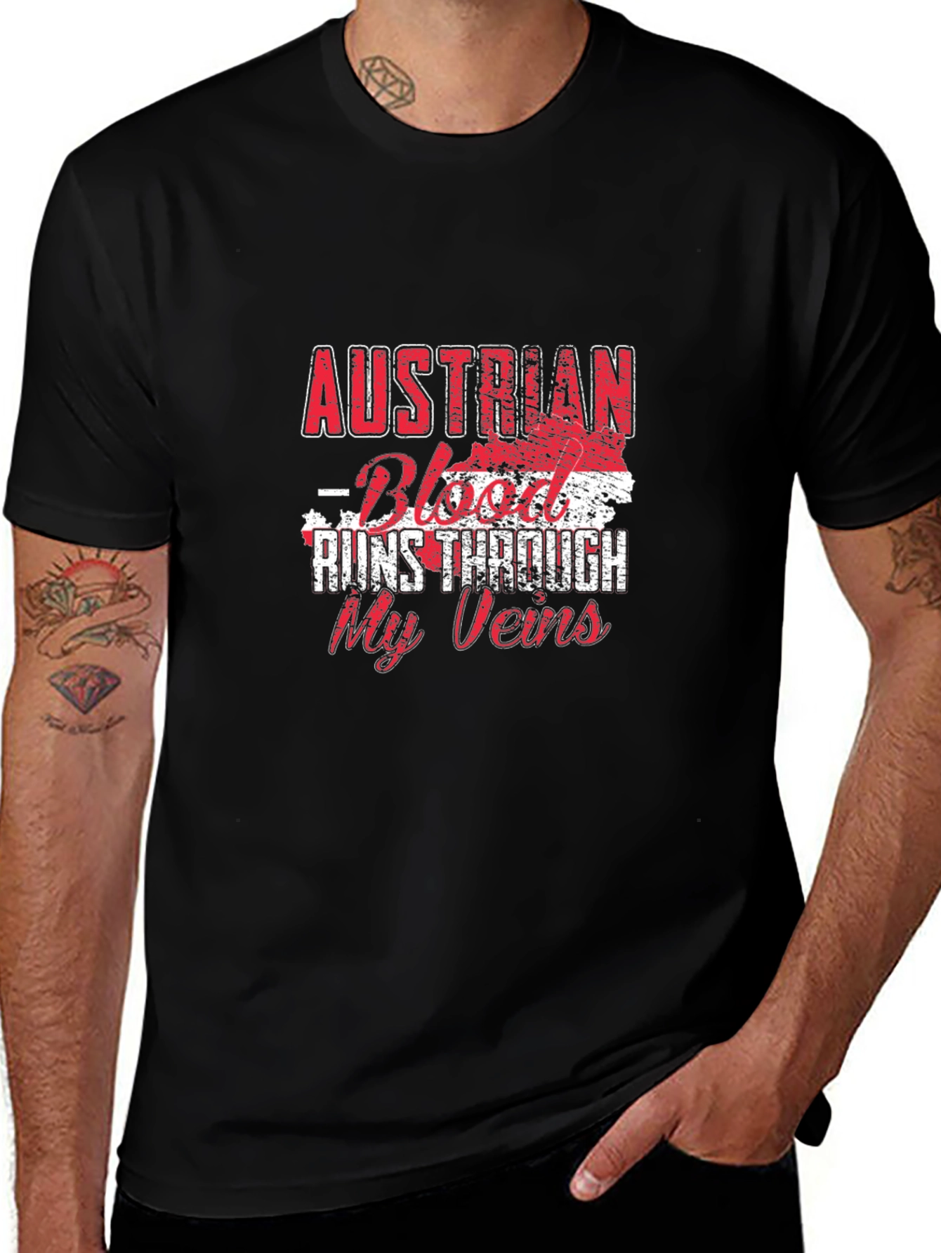 Austrian Blood Runs Through My Veins Black T-Shirt