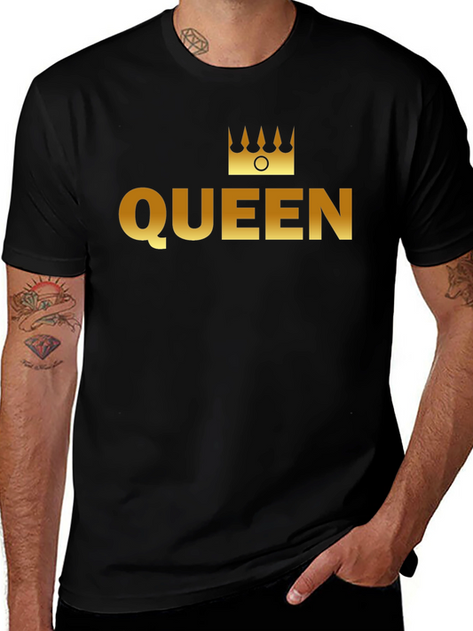 Queen Crown Graphic Tee - Gold Print on Black