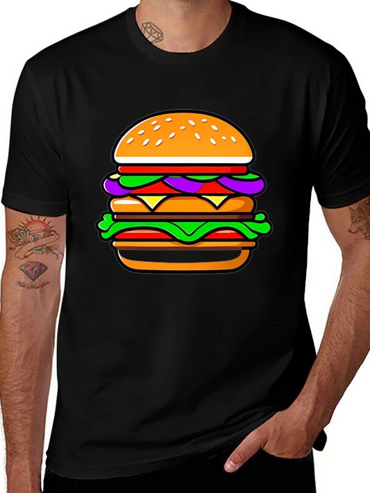 Burger Graphic T-Shirt - Casual Black Tee