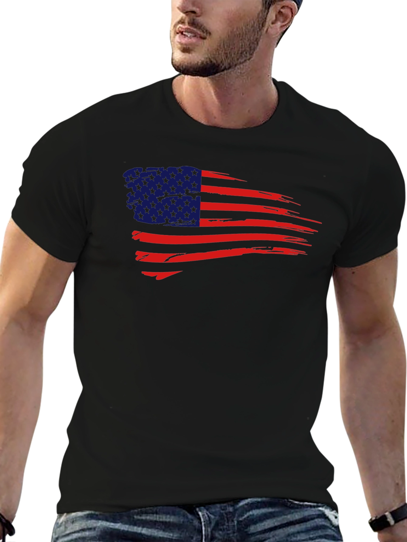 USA Flag Graphic Tee - Patriotic Mens T-Shirt