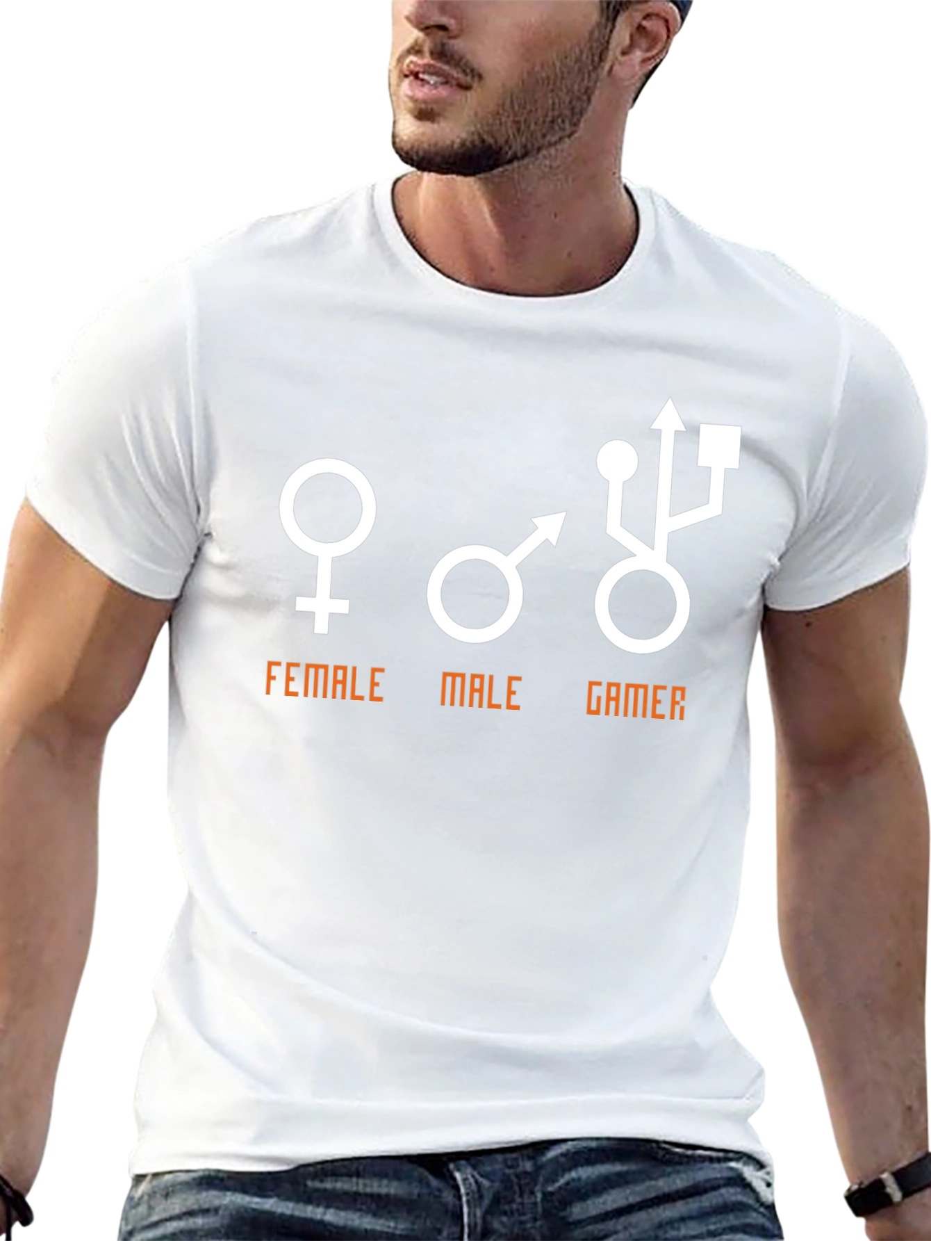 Funny Gamer T-Shirt: Female Male Gamer USB