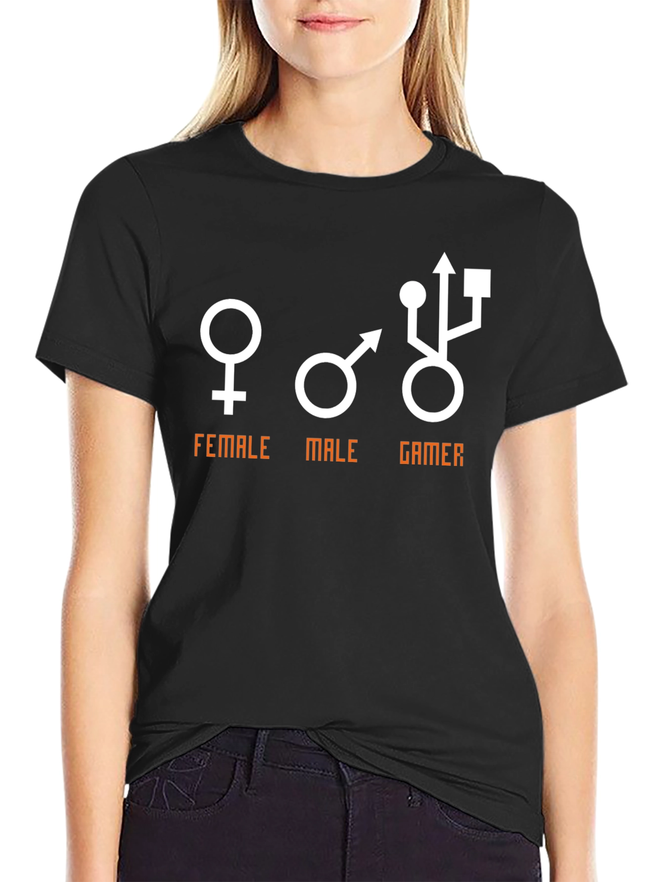 Funny Gamer T-Shirt: Female Male Gamer USB