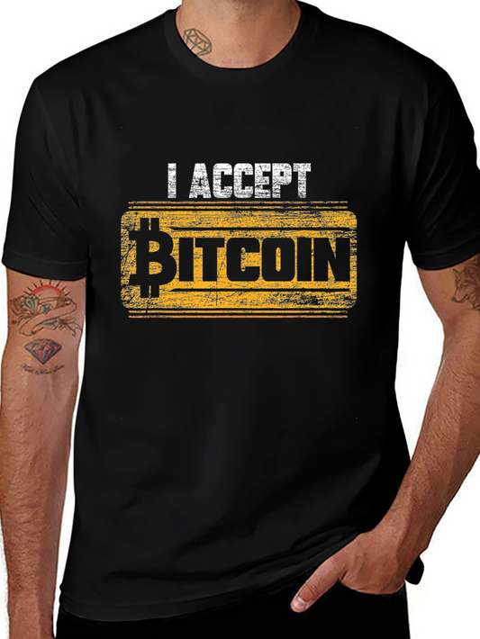 I Accept Bitcoin Black T-Shirt - Crypto Currency Fashion