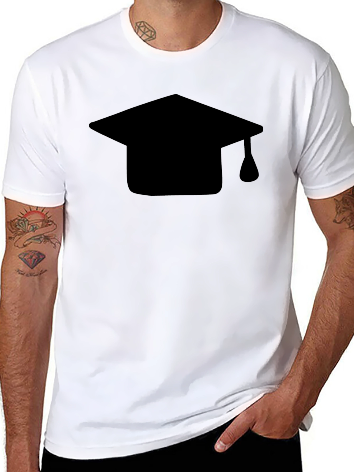 Graduation Cap Graphic Tee - Black