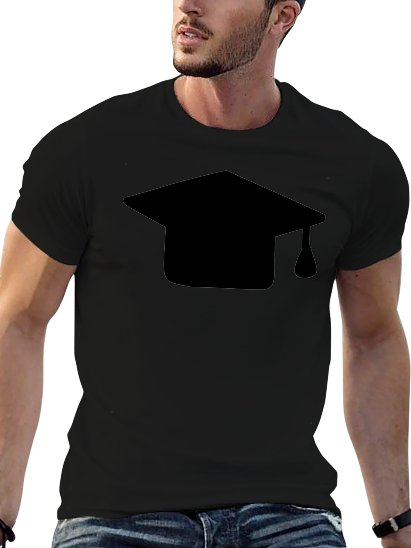 Graduation Cap Graphic Tee - Black