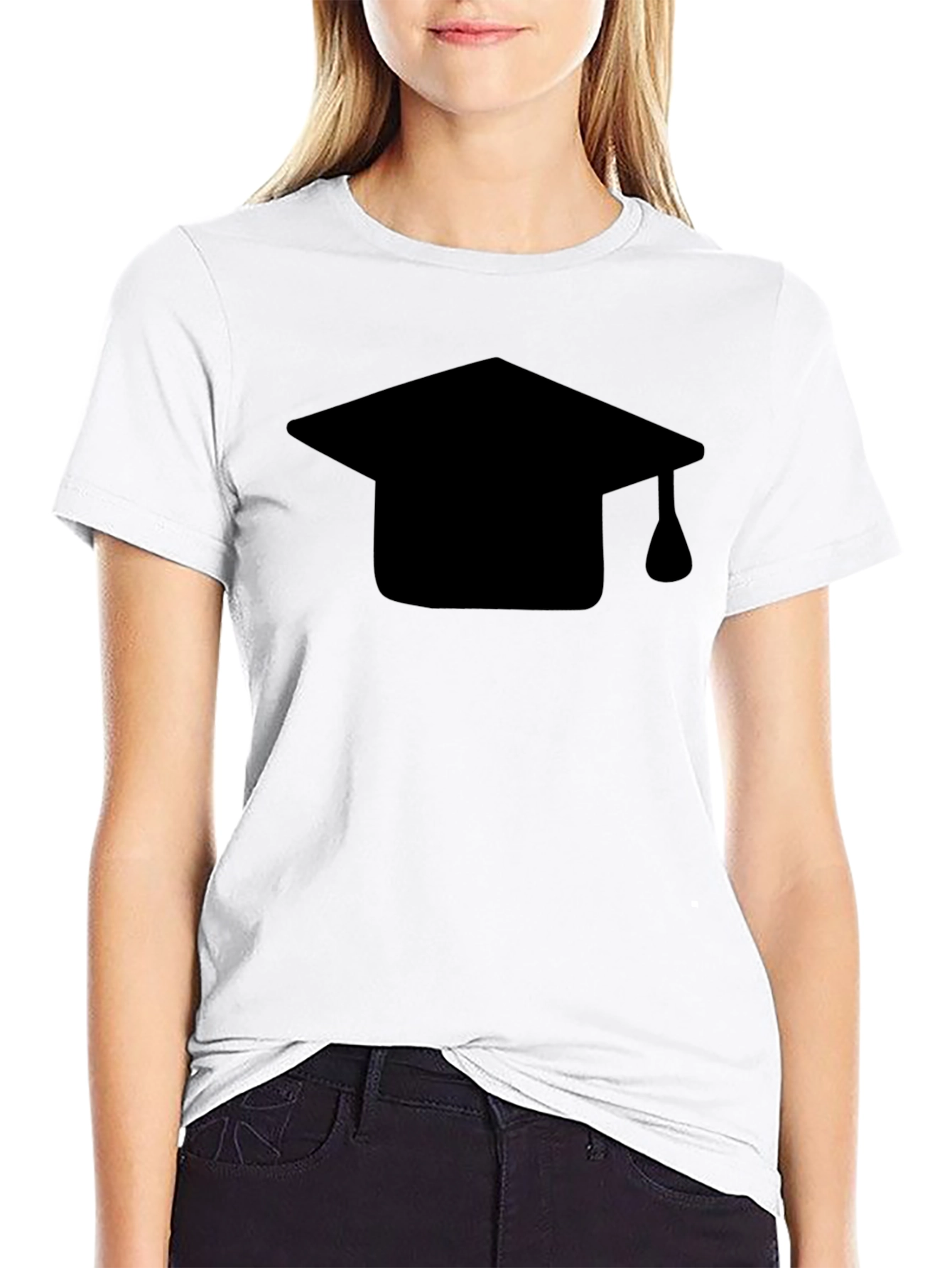 Graduation Cap Graphic Tee - Black