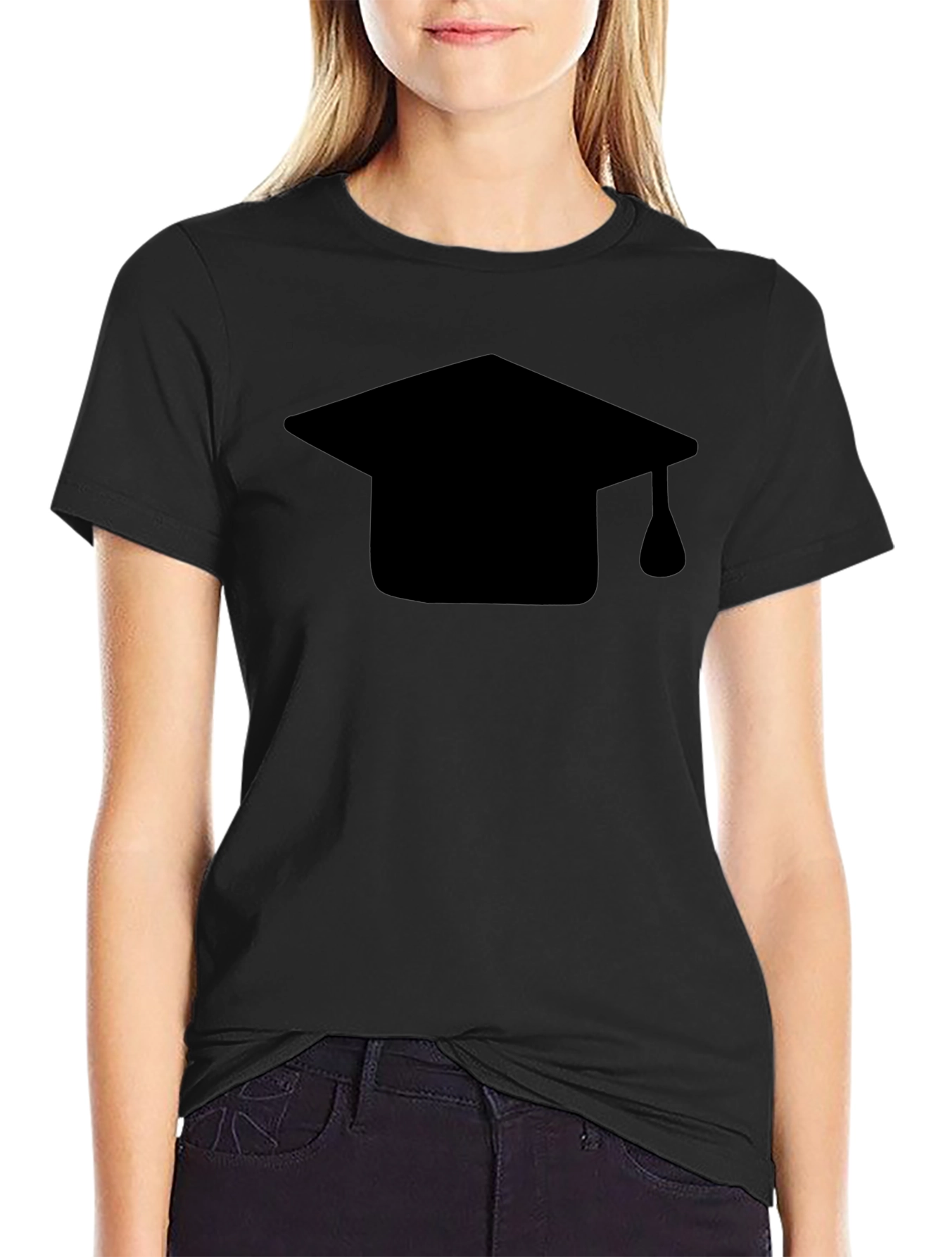Graduation Cap Graphic Tee - Black