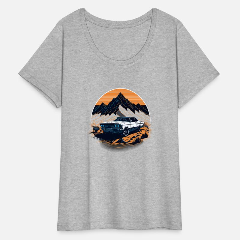 Vintage Car on Rock in Front of a Sunset