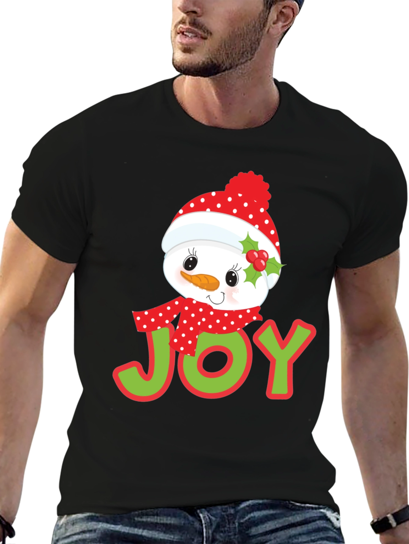 Joyful Snowman Graphic Tee - Holiday Cheer T-Shirt