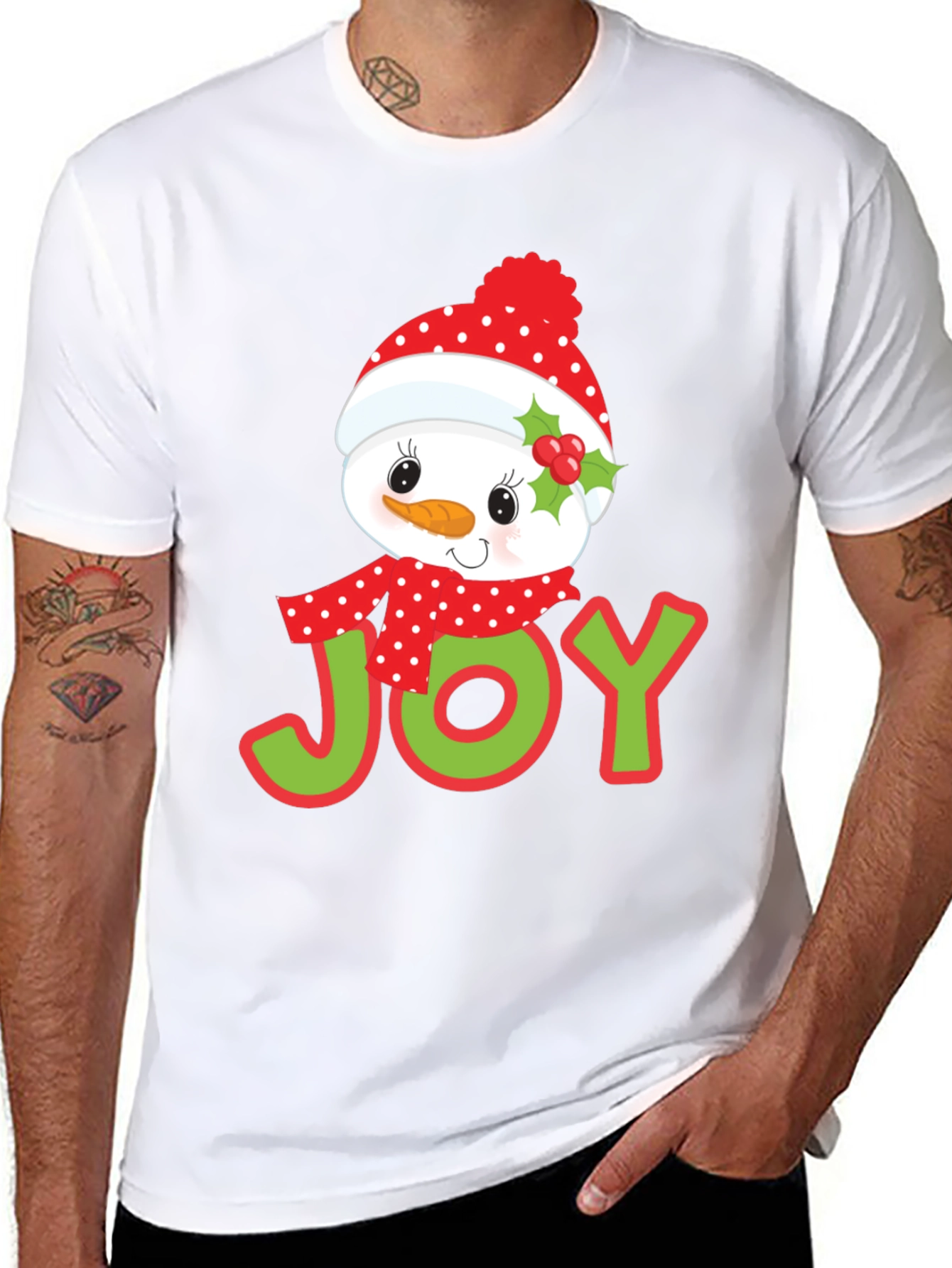 Joyful Snowman Graphic Tee - Holiday Cheer T-Shirt