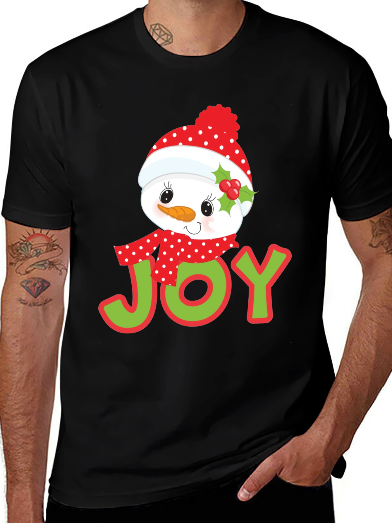Joyful Snowman Graphic Tee - Holiday Cheer T-Shirt