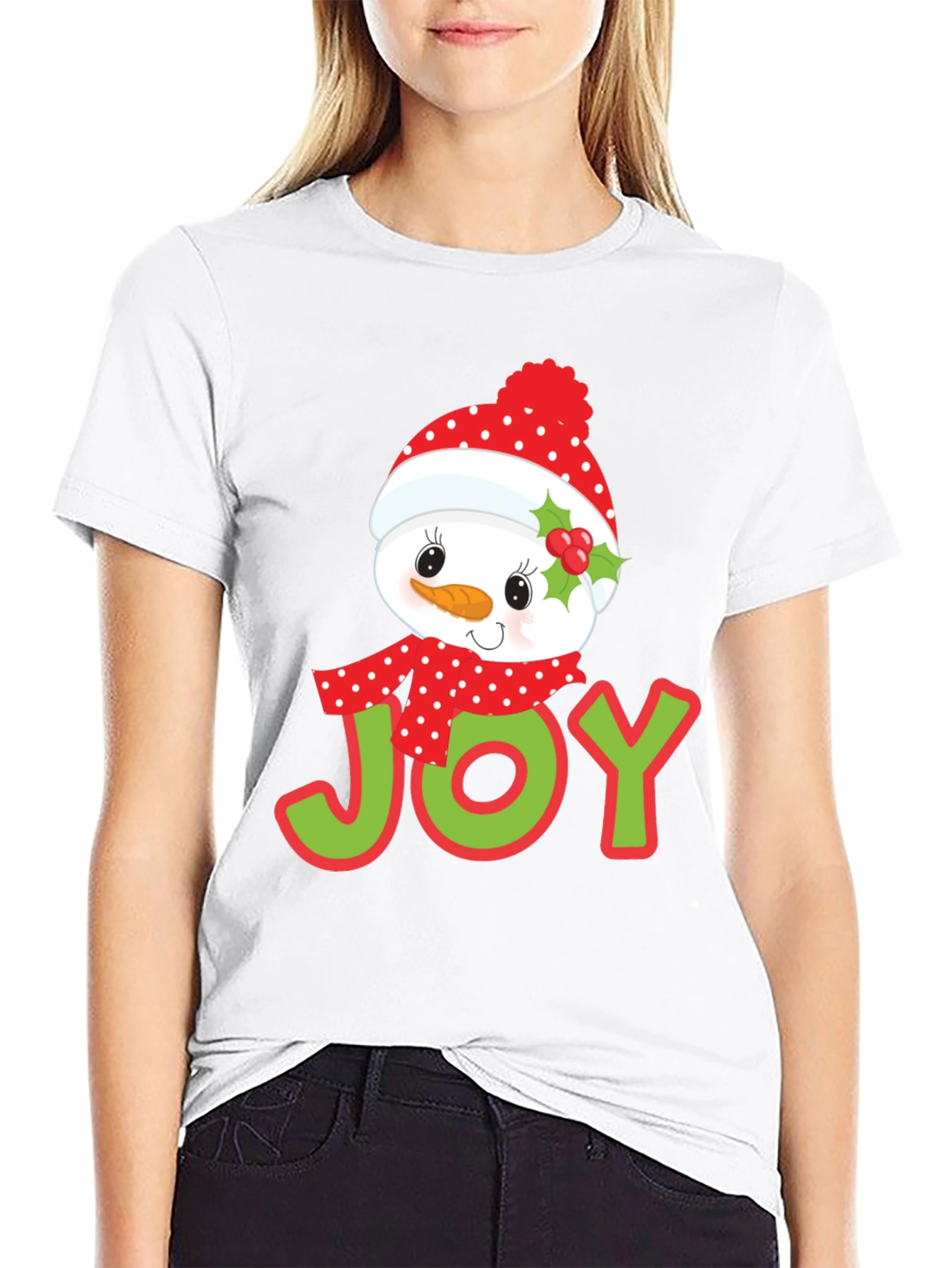 Joyful Snowman Graphic Tee - Holiday Cheer T-Shirt