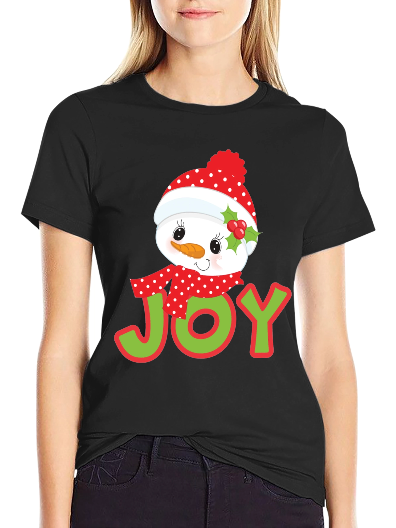 Joyful Snowman Graphic Tee - Holiday Cheer T-Shirt