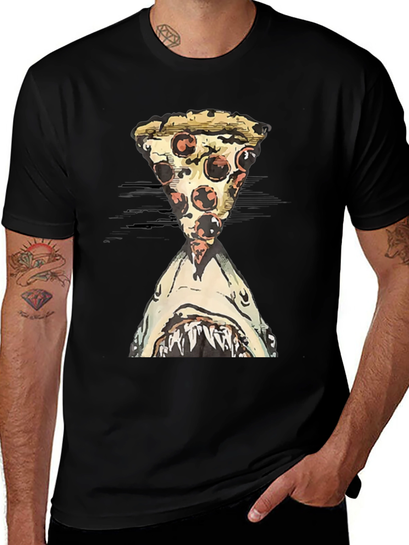 Pizza Shark T-Shirt - Novelty Graphic Tee