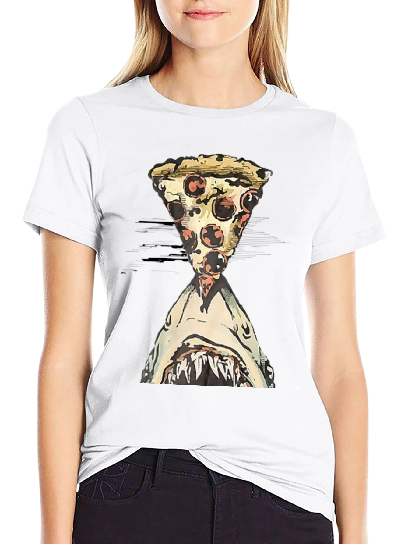 Pizza Shark T-Shirt - Novelty Graphic Tee