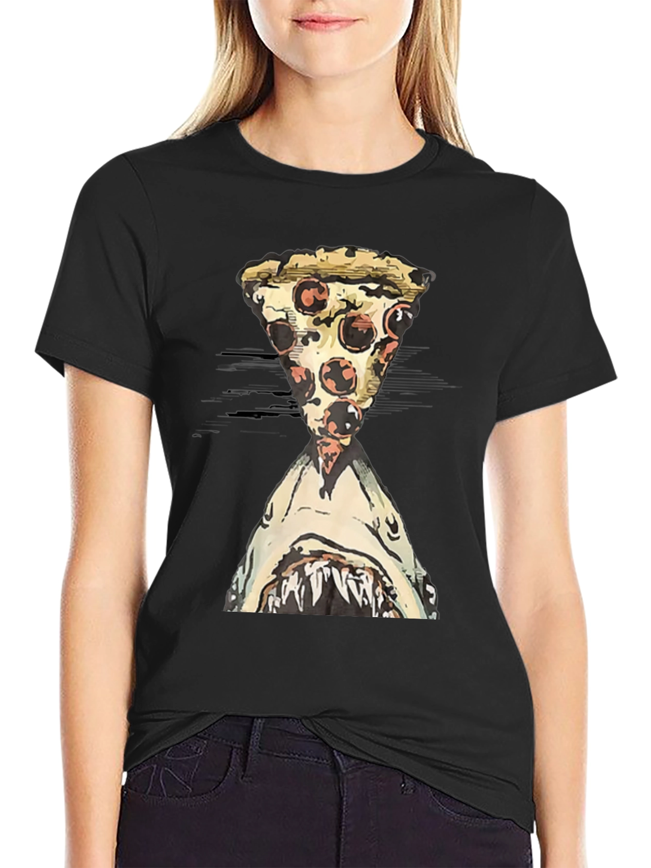 Pizza Shark T-Shirt - Novelty Graphic Tee