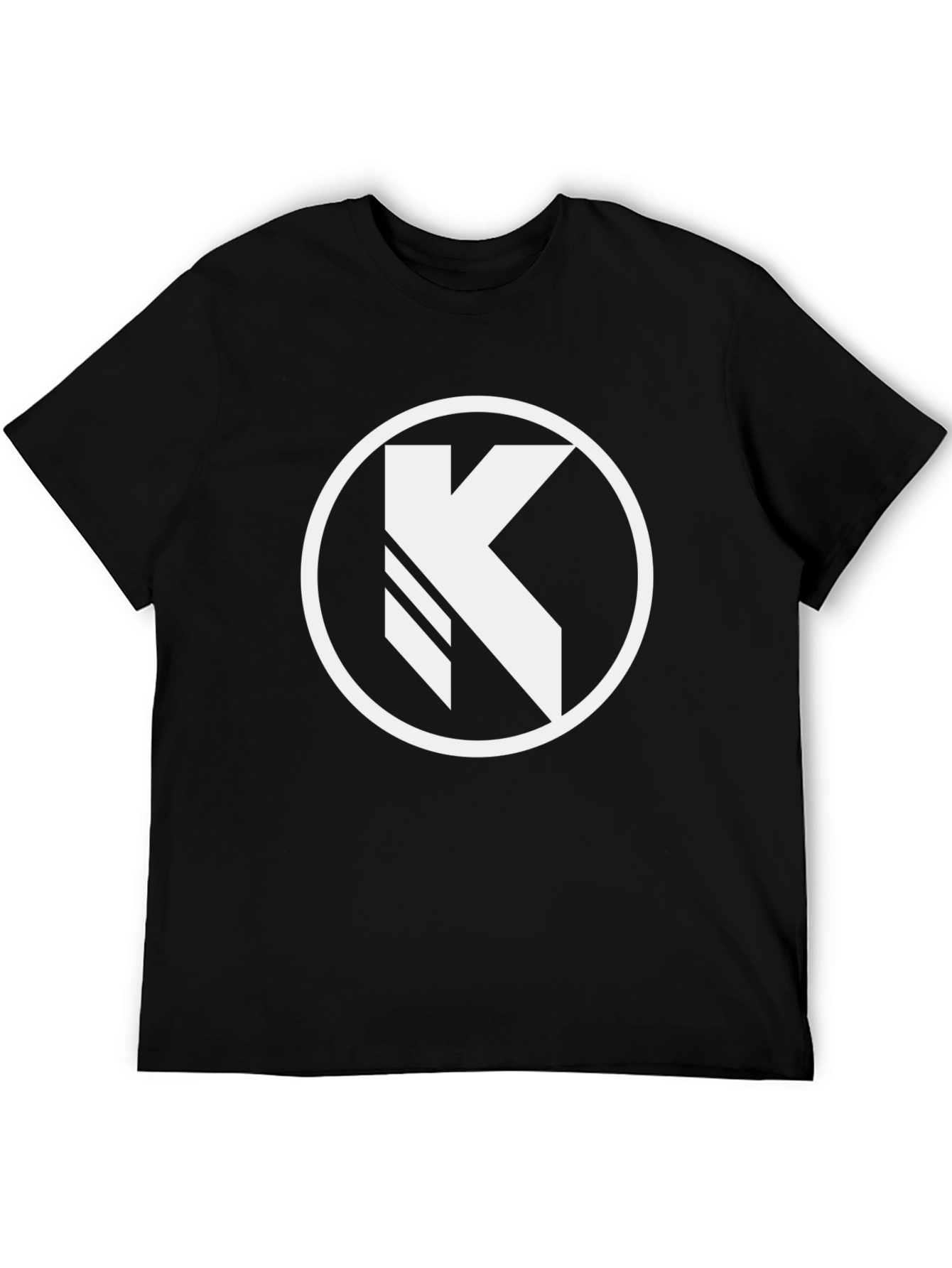 Black Tee with Bold White K Circle Graphic