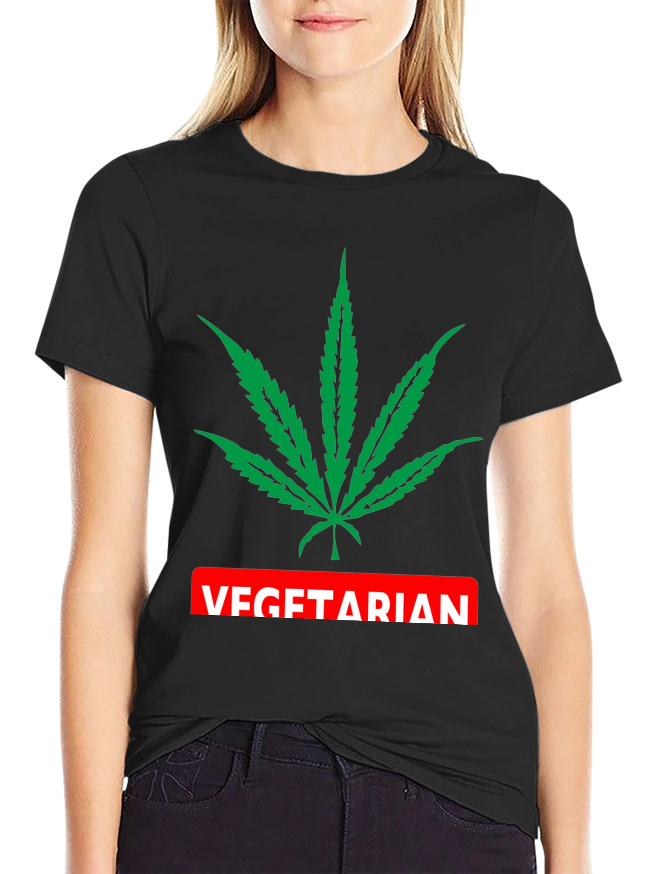 Vegetarian T-Shirt with Marijuana Leaf