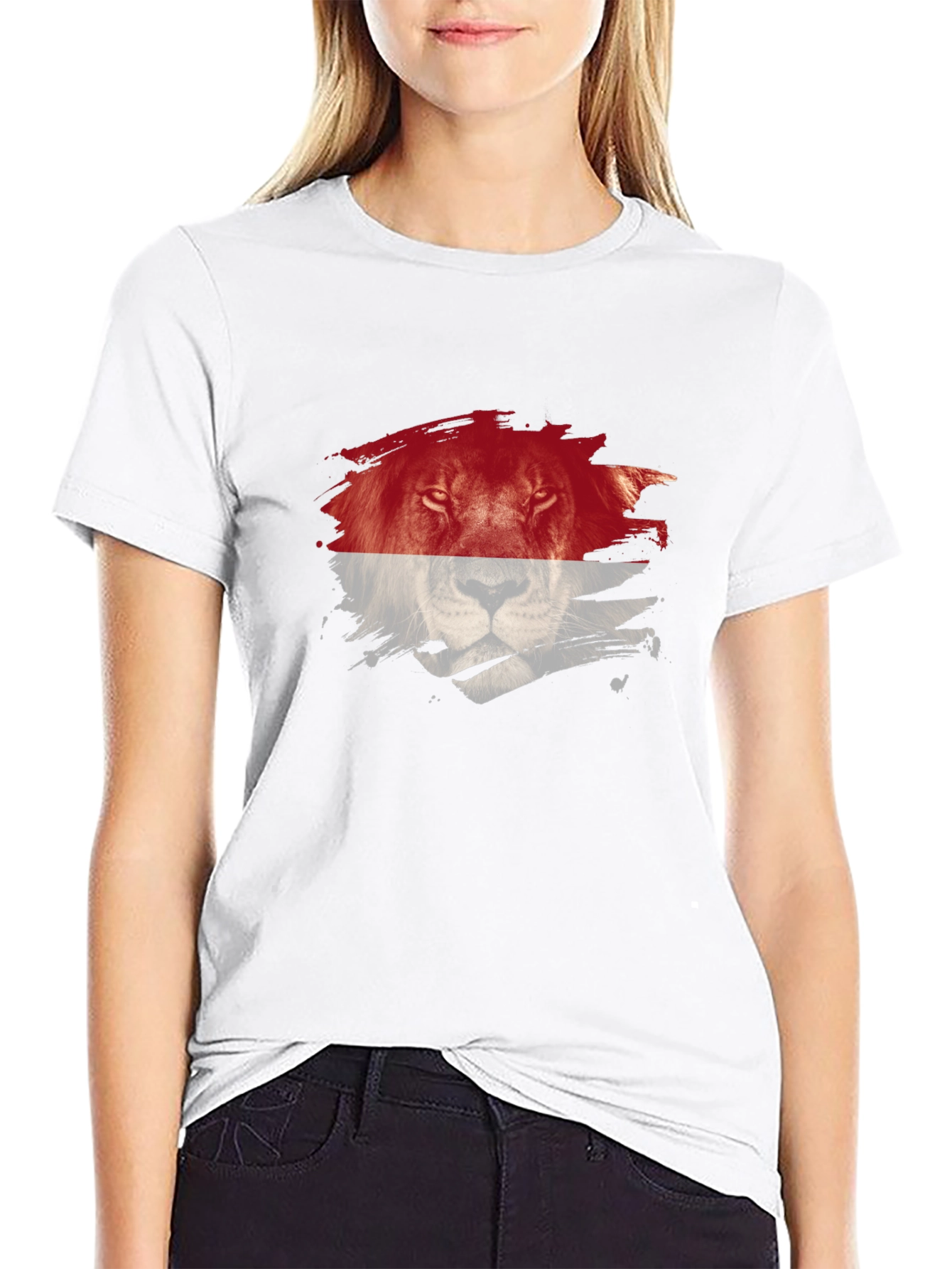 Lion Graphic Print Crew Neck T-Shirt