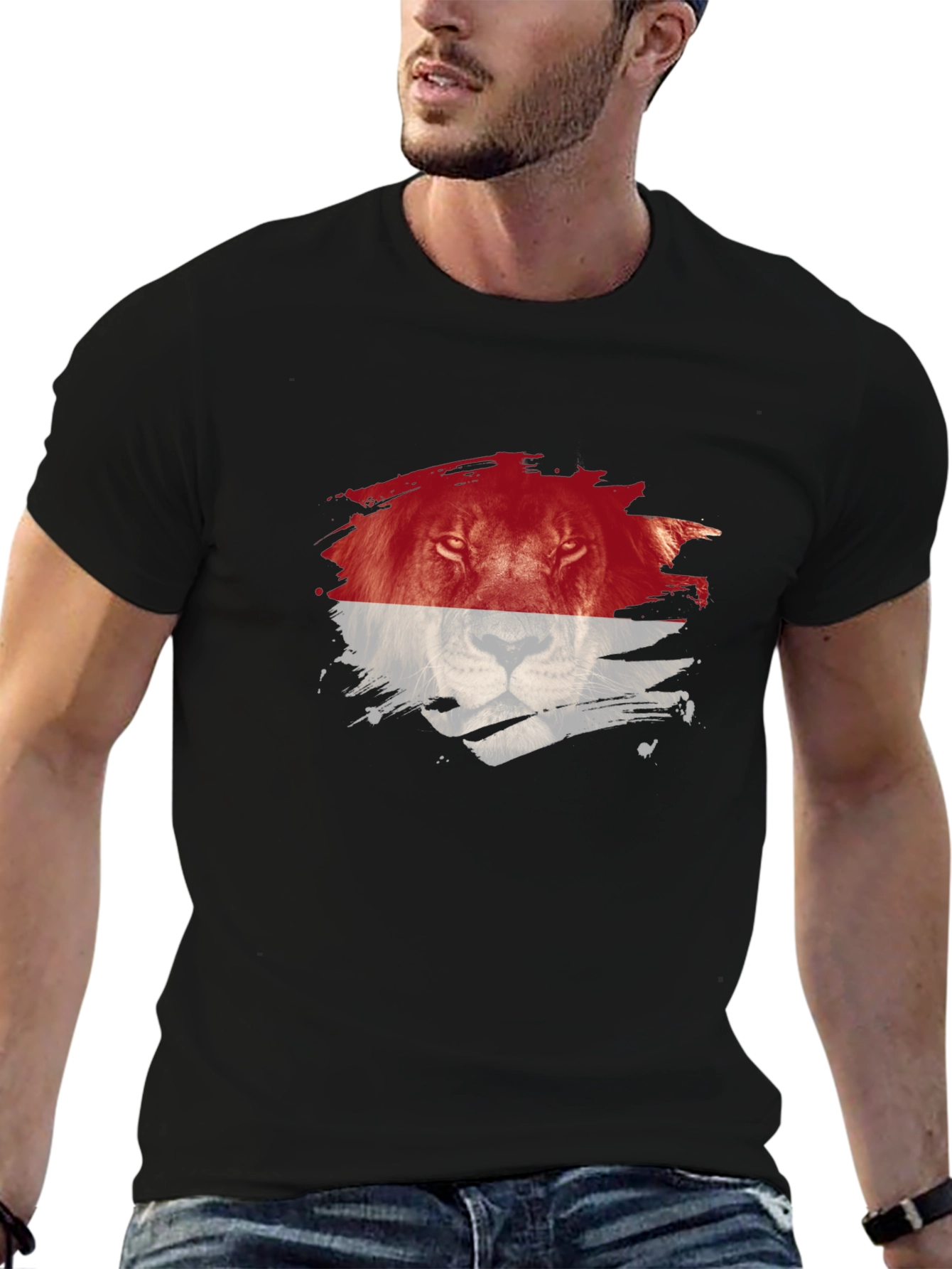 Lion Graphic Print Crew Neck T-Shirt