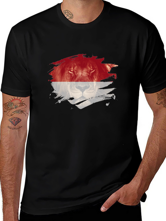 Lion Graphic Print Crew Neck T-Shirt