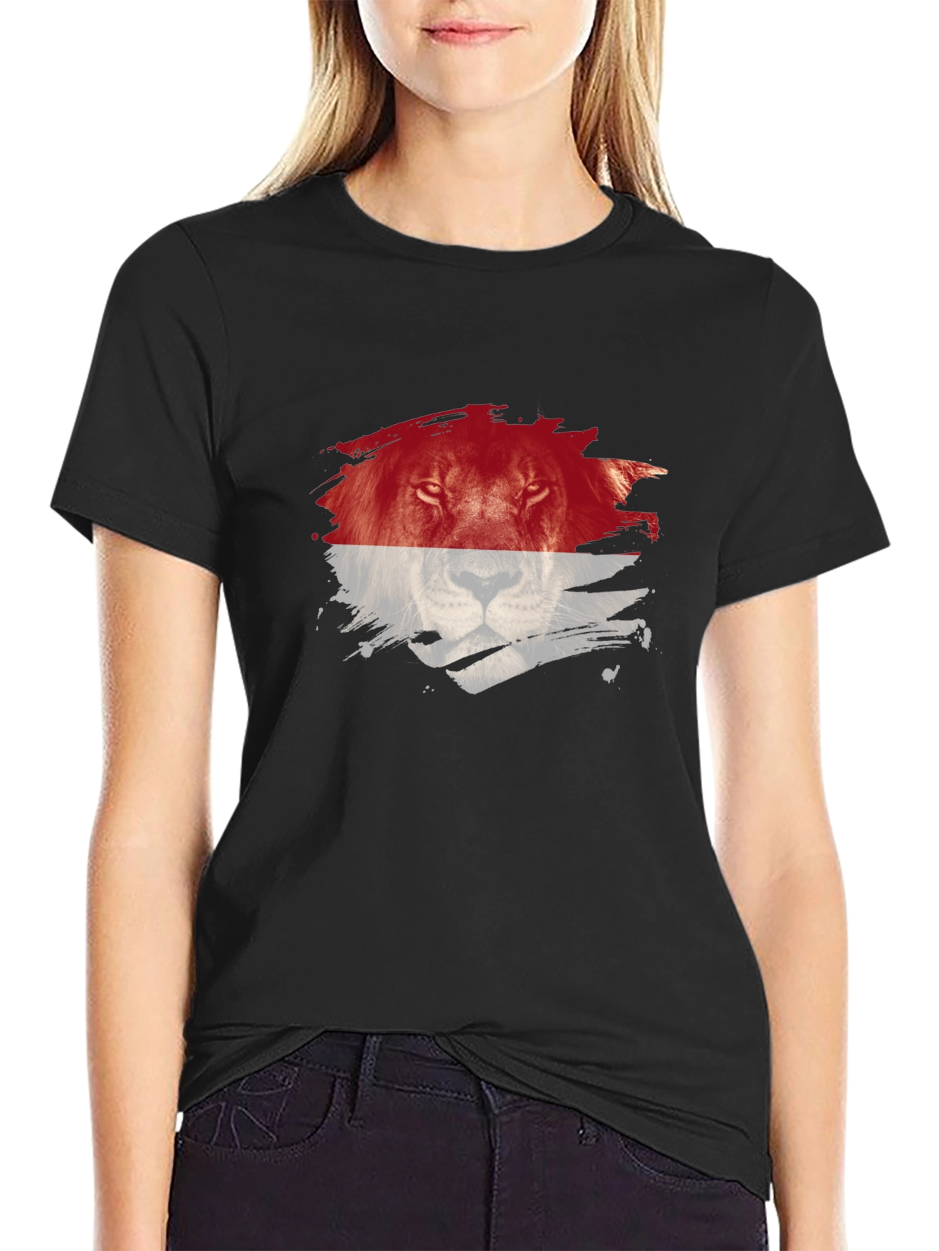 Lion Graphic Print Crew Neck T-Shirt