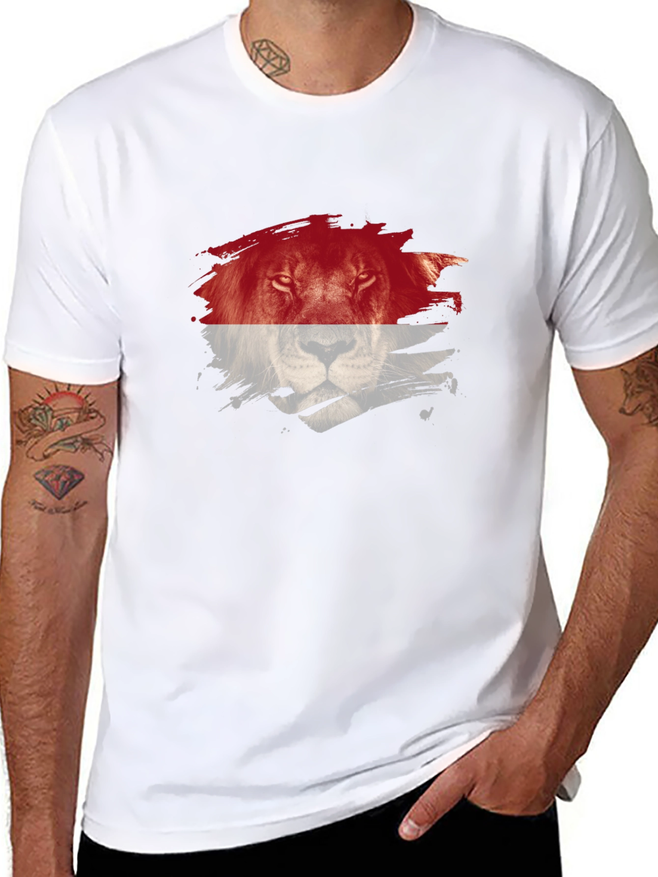 Lion Graphic Print Crew Neck T-Shirt