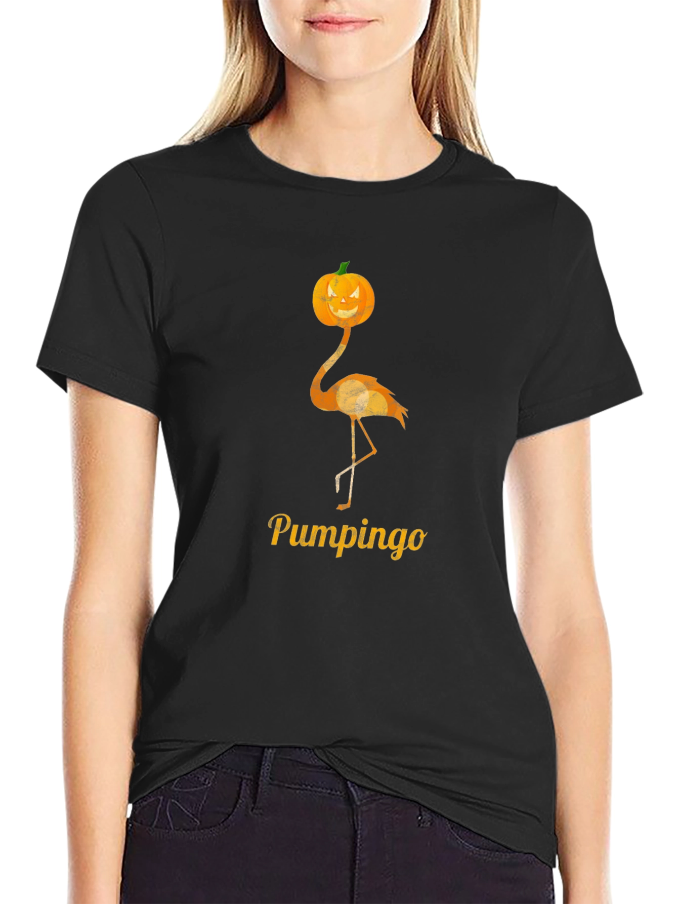 Pumpkin Flamingo Halloween T-Shirt