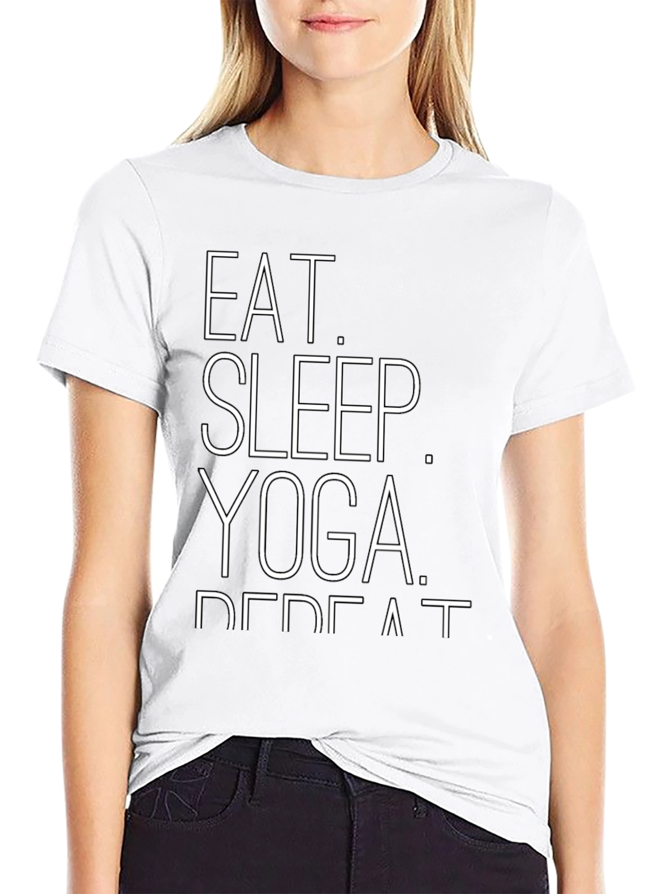 Eat Sleep Yoga Repeat Graphic Tee - Black