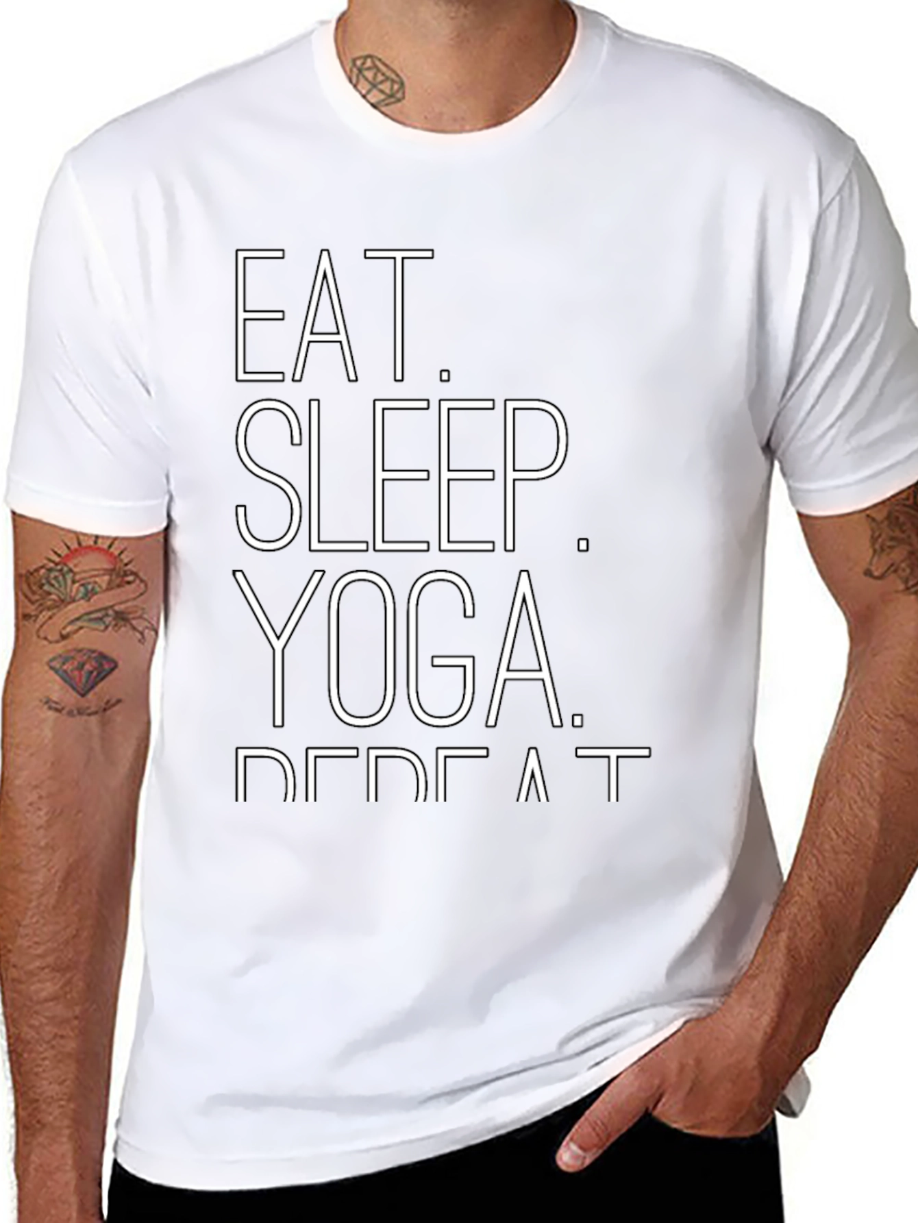 Eat Sleep Yoga Repeat Graphic Tee - Black