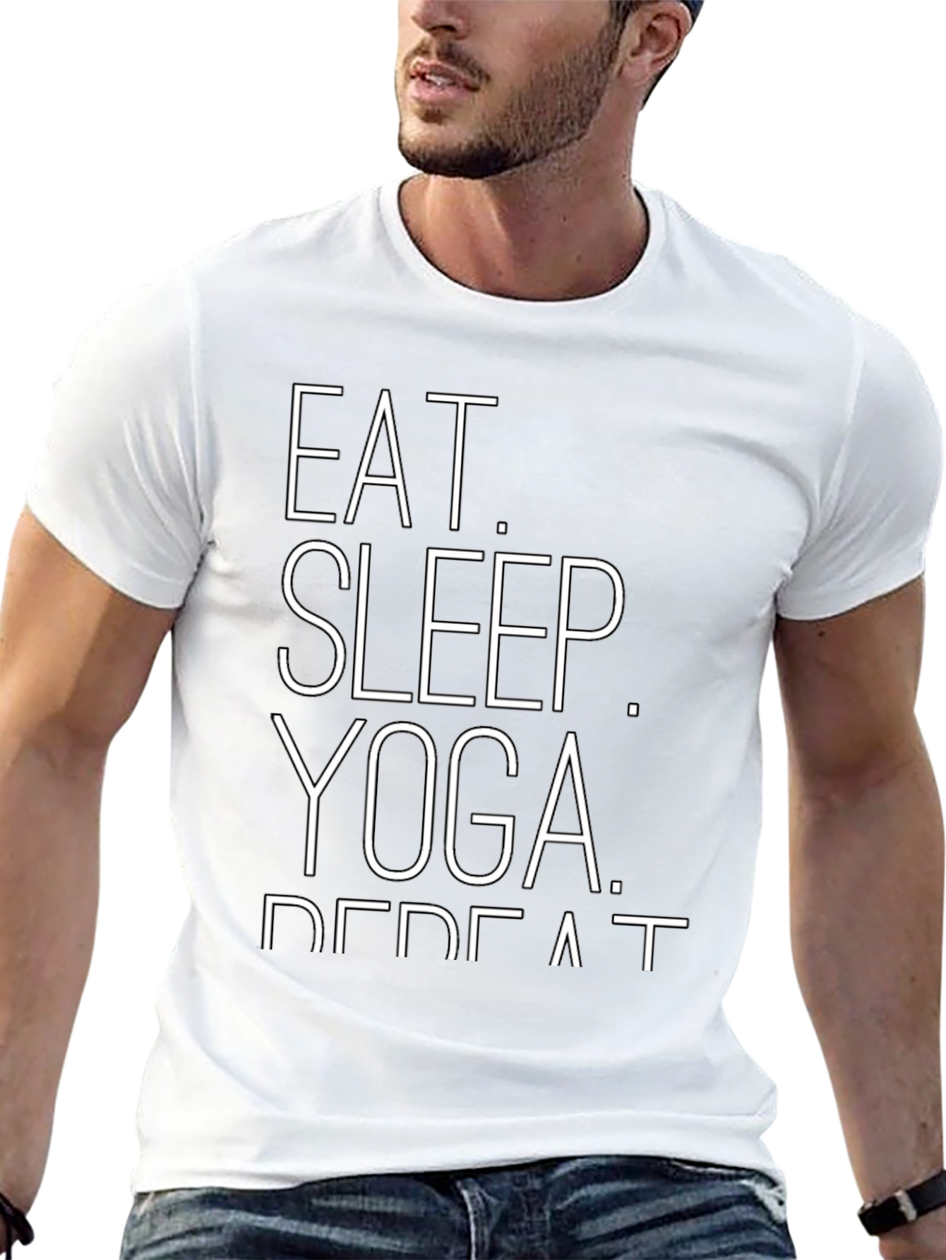 Eat Sleep Yoga Repeat Graphic Tee - Black