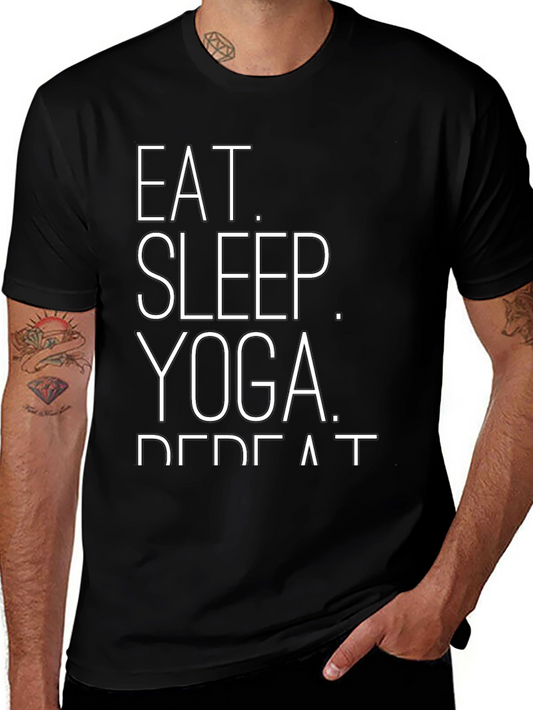 Eat Sleep Yoga Repeat Graphic Tee - Black