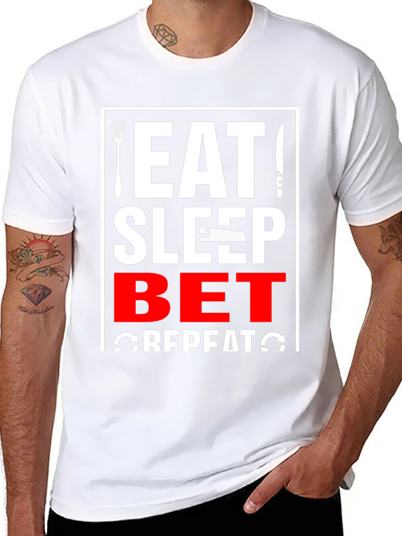 Eat Sleep Bet Repeat T-Shirt Funny Gambling Shirt
