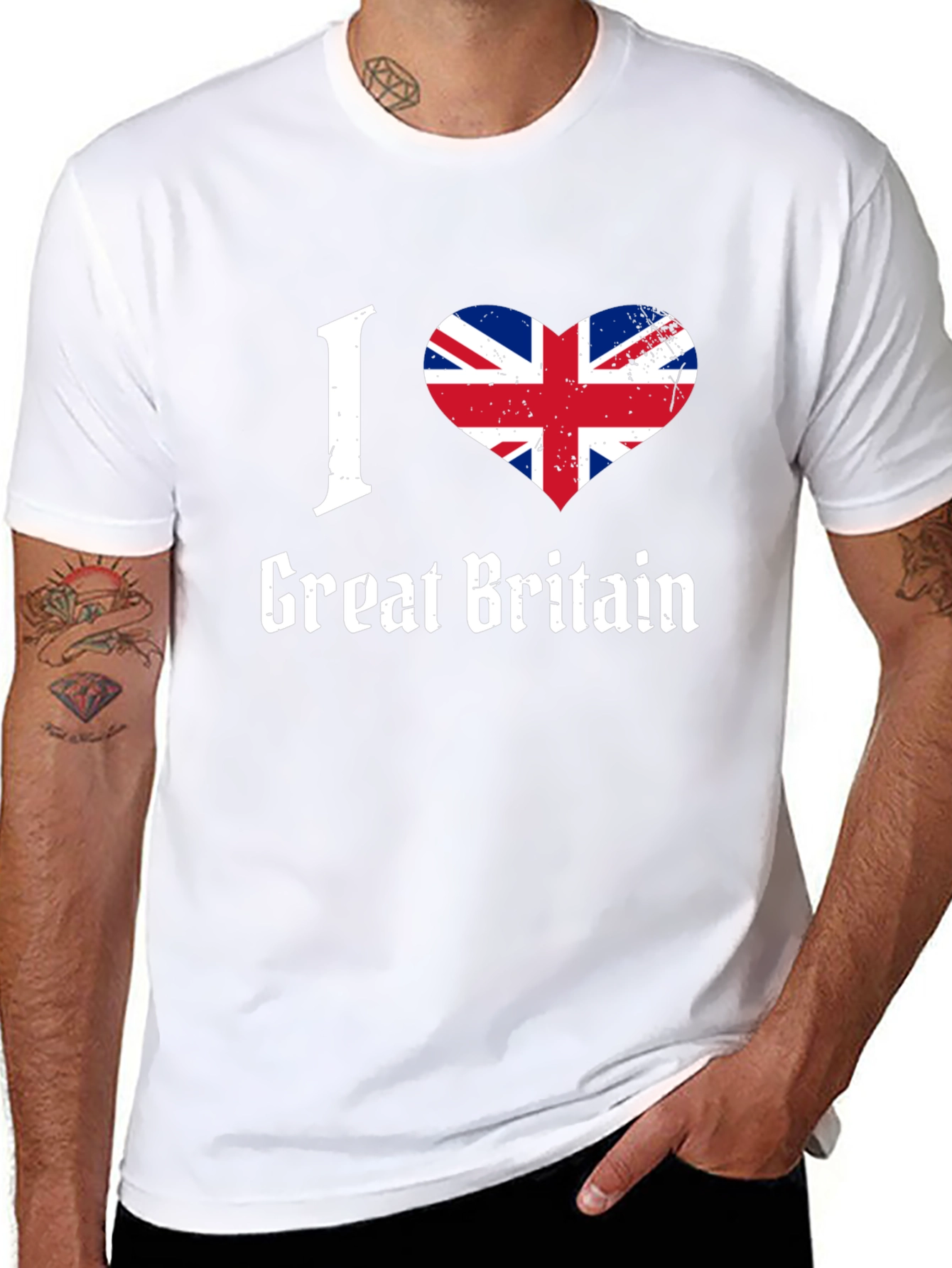 I Love Great Britain Flag Heart Graphic T-Shirt