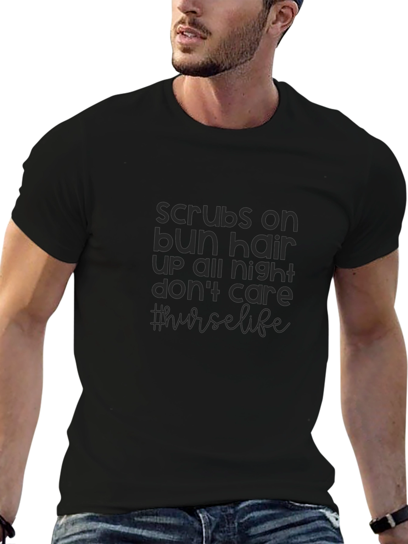 Nurse Life Graphic Tee - Scrubs Bun Hair