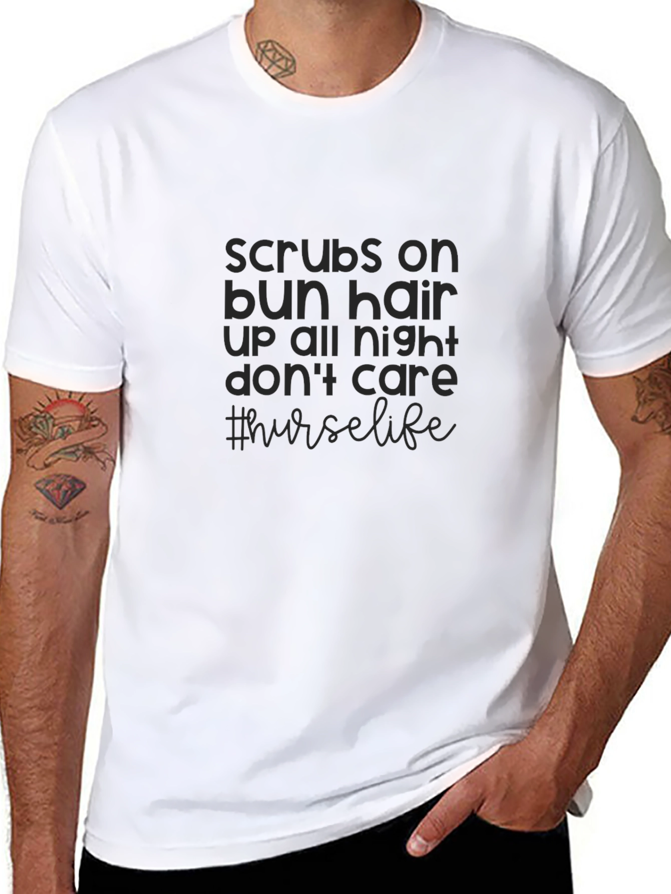Nurse Life Graphic Tee - Scrubs Bun Hair