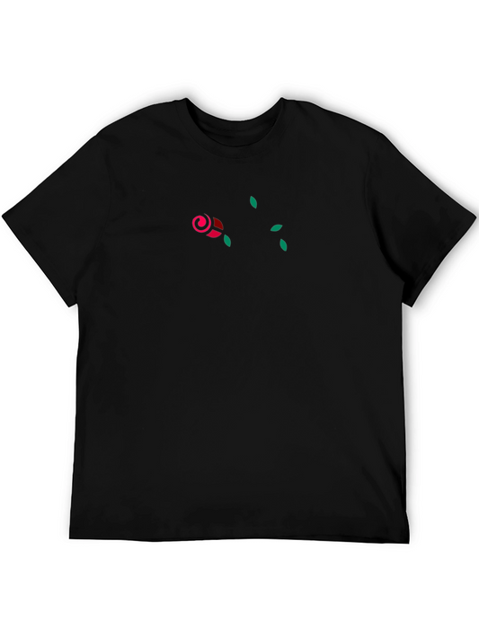 Modern Rose Graphic Black T-Shirt